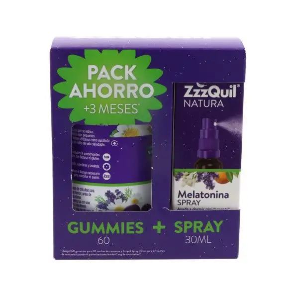 ZzzQuil Natura Gominolas y Spray Oral 60gominolas + 30ml