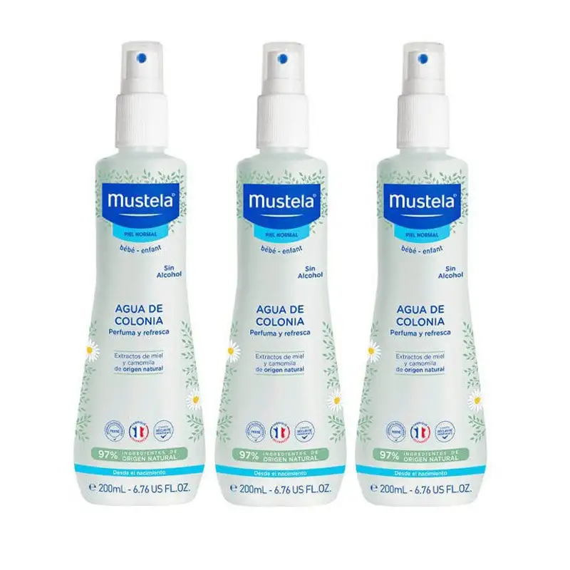 MUSTELA Trio Agua de Colonia Sin Alcohol 200ml (3 unidades)