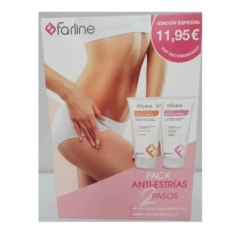 FARLINE Pack Antiestrías Gel Exfoliante 200ml + Crema Antiestrías 200ml
