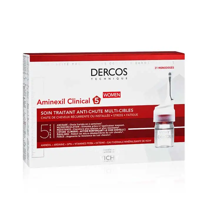 Vichy Dercos Technique Aminexil Clinical 5 Mujer 21 ampollas