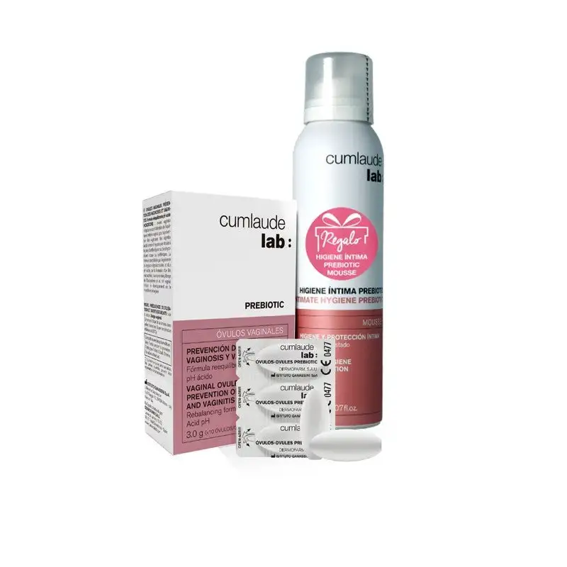 CUMLAUDE LAB Prebiotic 10 Óvulos Vaginales+ Prebiotic Mousse Higiene Intima 150ml Regalo