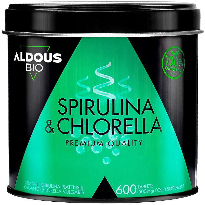 Aldous Espirulina y Chlorella Ecológica 1500 mg 600 Tablets