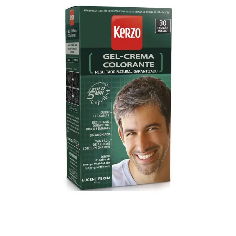 Kerzo Tinte Para Hombre Gel-Crema 30 Castaño Oscuro 100 Gr
