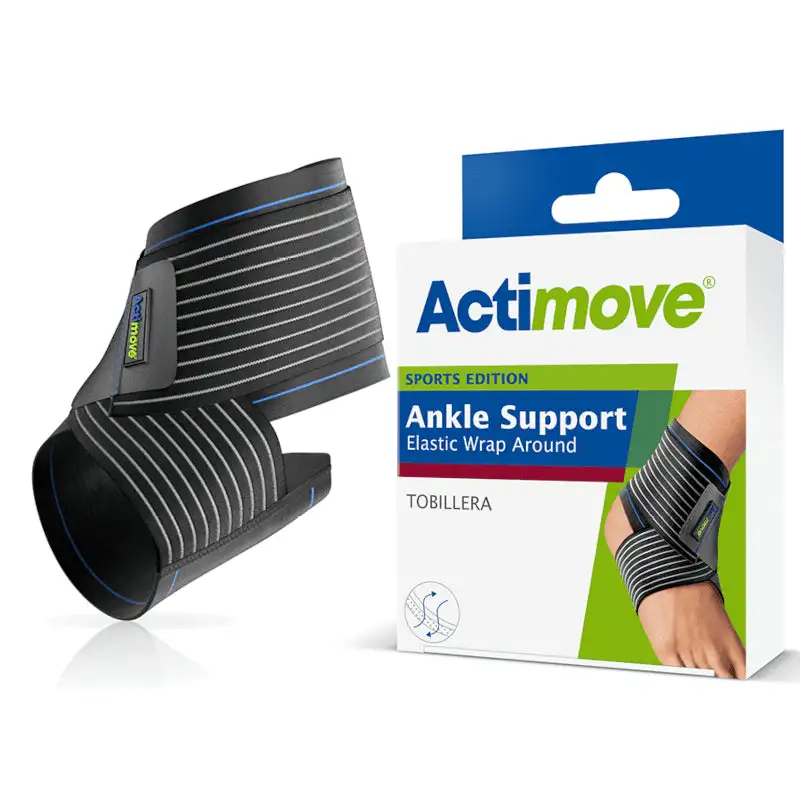 Actimove Tobillera Elástica con Cincha Estabilizadora Ajustable Color Negro Talla M 1 unidad