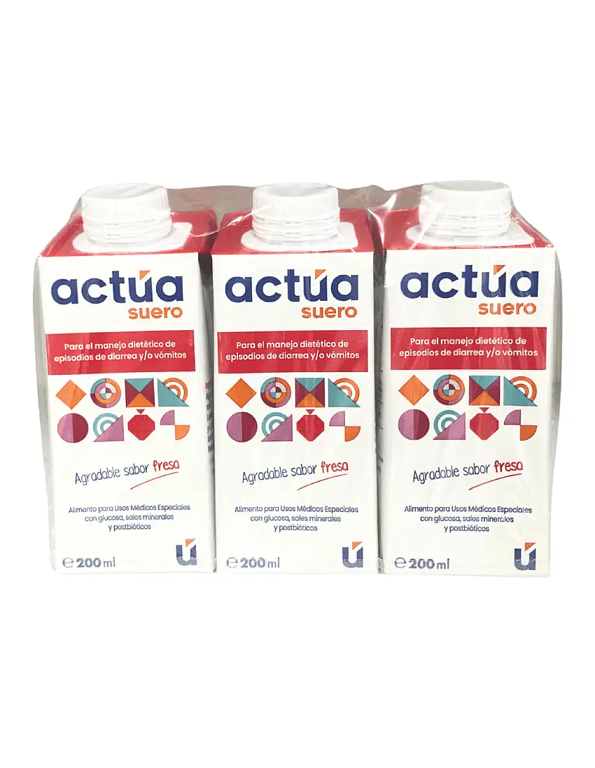 Actua Suero Oral Sabor Fresa 3x200 ml