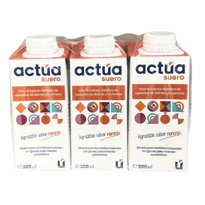 Actua Suero Oral Sabor Naranja 3x200 ml