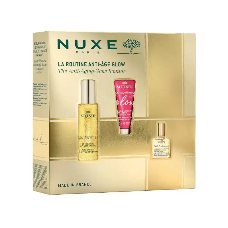 Nuxe Rutina Antiedad Glow: Super Serum [10] 30ml + Merveillance Lift Glow 15ml + Huile Prodigieuse 10ml