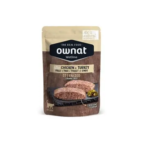 Ownat Wetline Feline Sterilized Pollo y Pavo Comida Húmeda 12 x 85gr