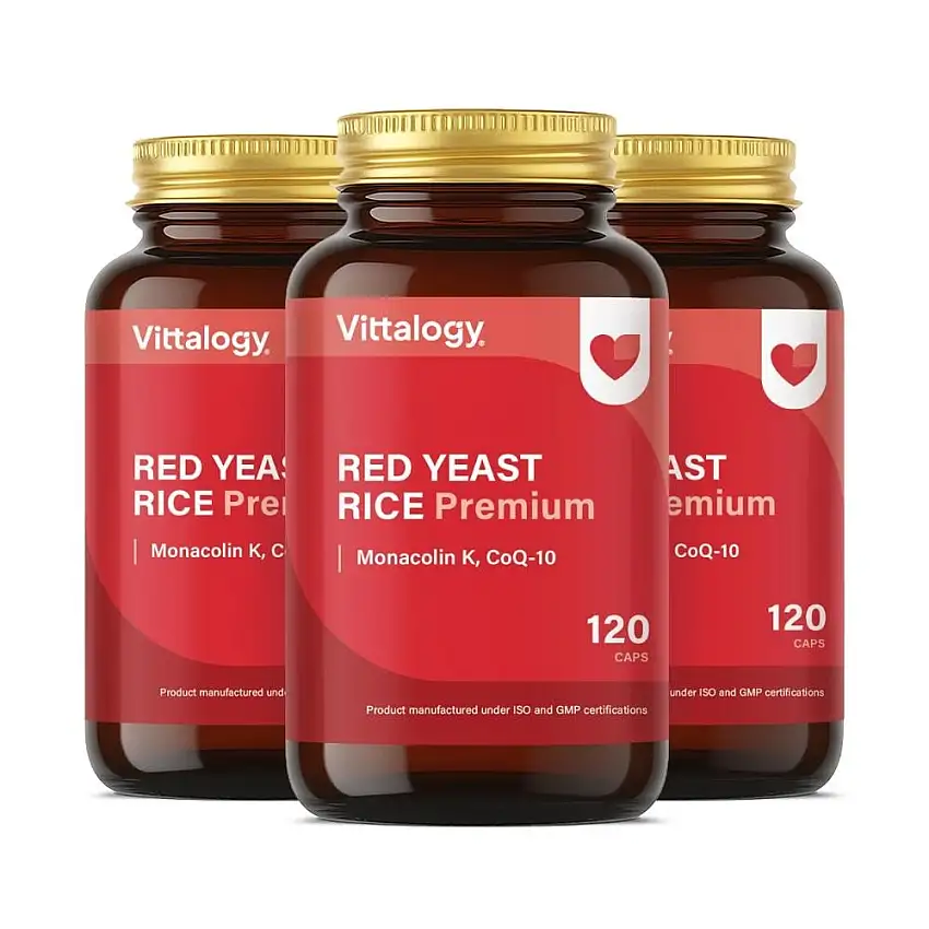 Vittalogy Levadura de Arroz Rojo Red Yeast Rice Premium 3x120 Cápsulas【PACK AHORRO】