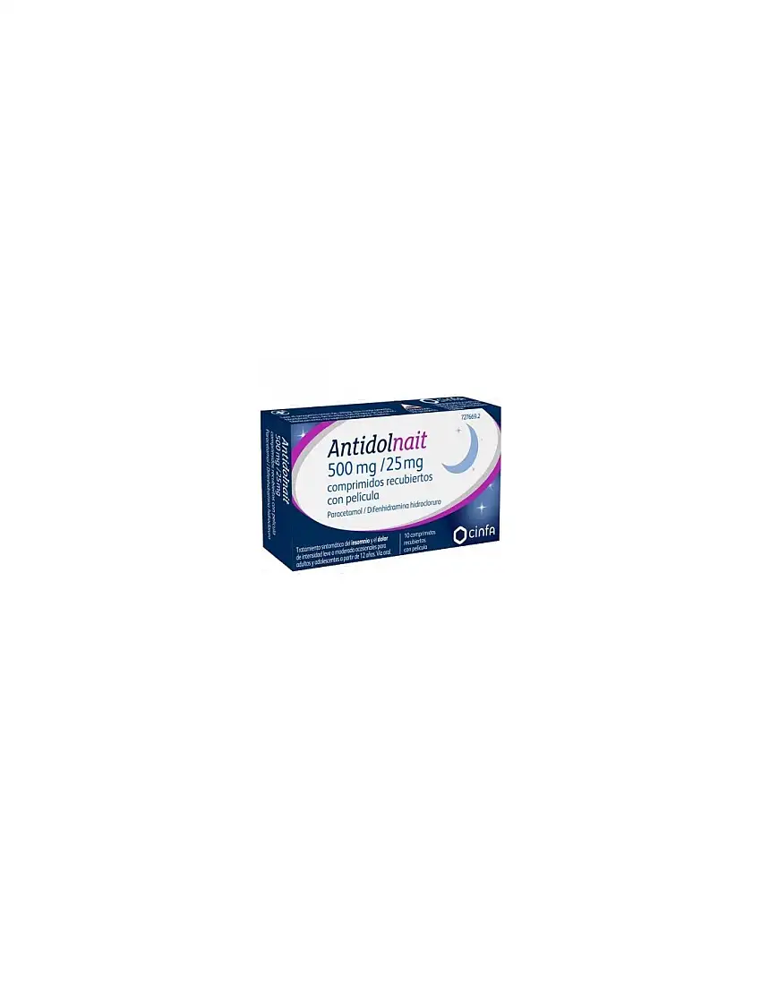 ANTIDOL NOCHE 500 MG/25 MG 10 COMPRIMIDOS RECUBI