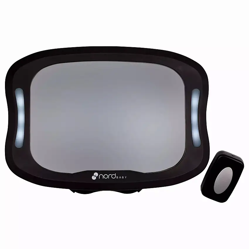 Nordbaby Espejo Retrovisor con Luz LED - Negro