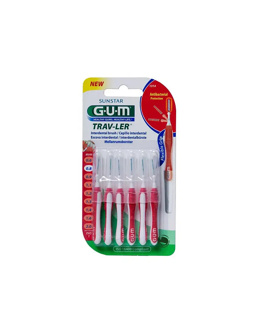 Cepillo Interdental Gum 1314 Trav-Ler 0.8 Mm 6 U