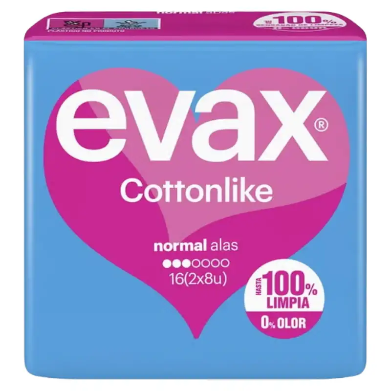 Evax compresas cottonlike normal alas 2 x 8uds
