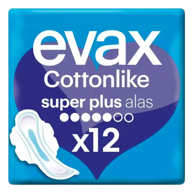 Evax compresas cottonlike superplus alas 12 uds