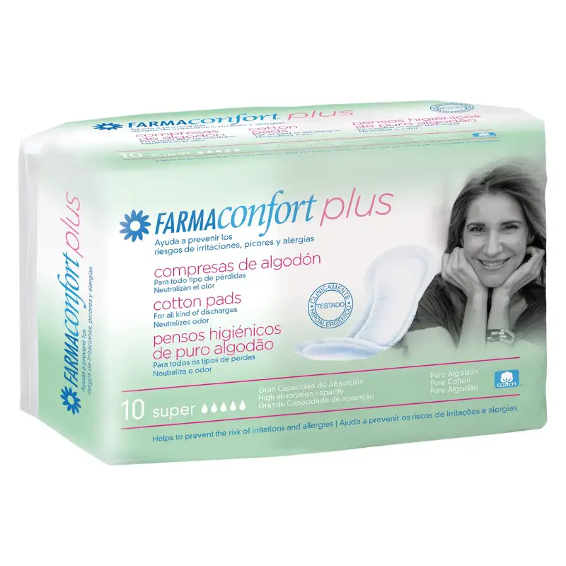 Farmaconfort plus compresas de algodón super 10