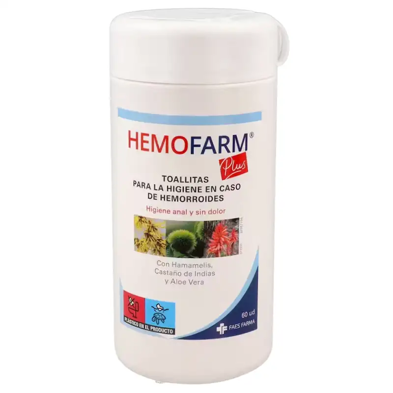 Hemofarm plus toallitas bote 60 unid