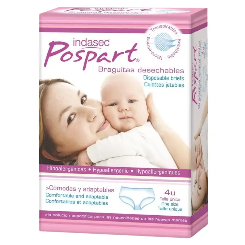 Indasec braguita desechable post-parto t-unica 4 uds