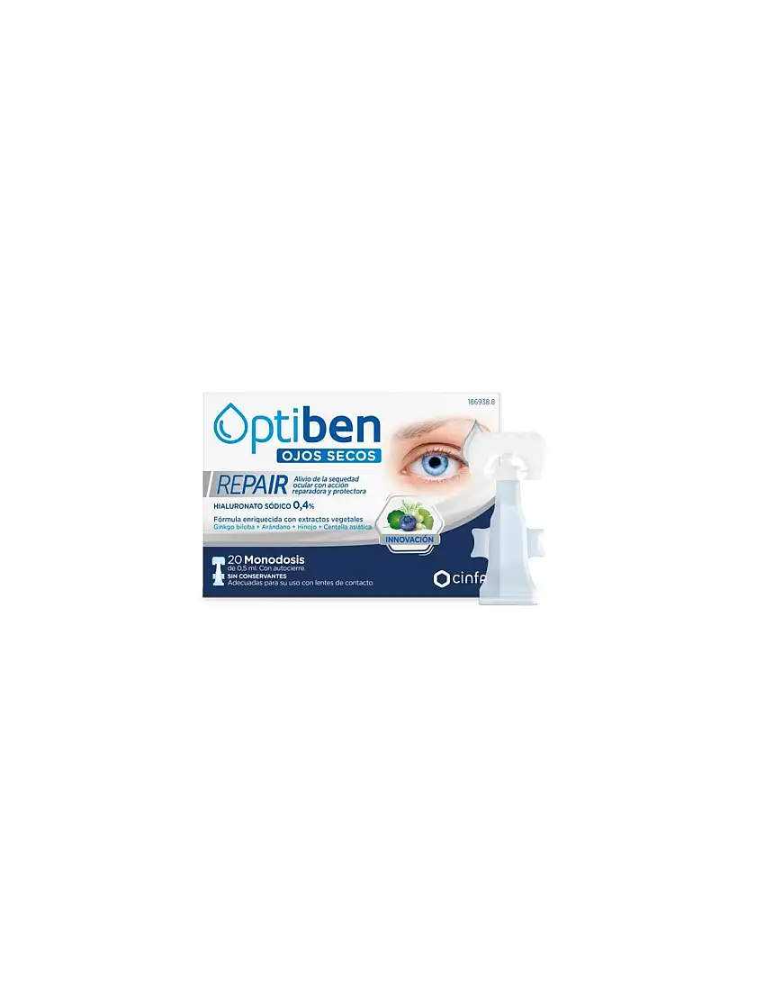 OPTIBEN OJOS SECOS REPAIR 20 MONODOSIS DE 0.5 ml CON AUTOCIERRE